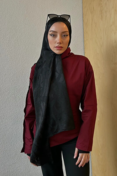 Madame Polo Premium jacquard shawl with ivy pattern - black