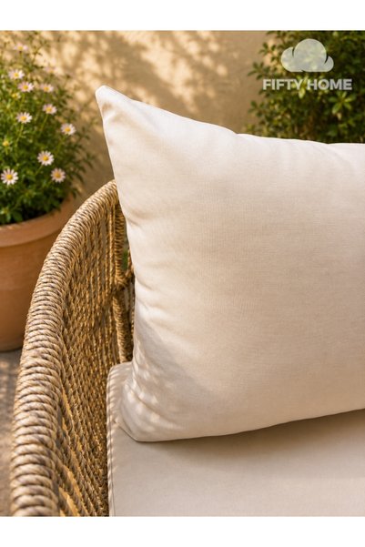 Fifty Home 1 Piece Garden Balcony Rattan Sofa Top Back Cushion Cover – Water Repellent, Fade Resistant, Zippered, Custom Made