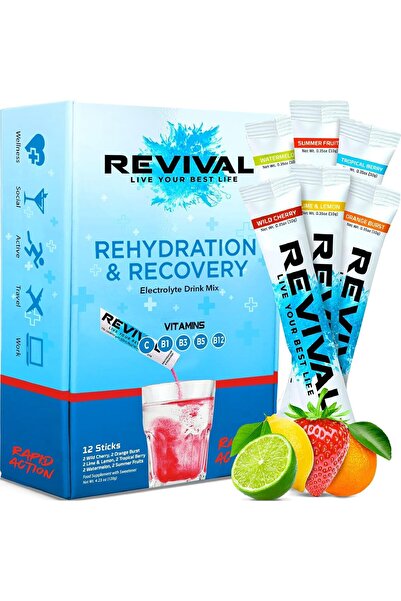 Revival Shots Rapid Rehydration Electrolytes Powder - High Strength Vitamin C...