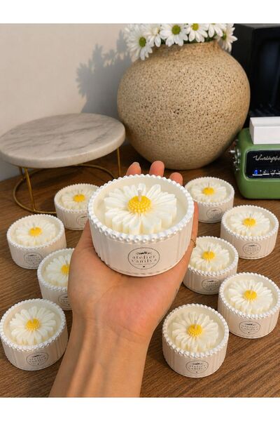 Hediyeni Al VANILIA ATELIER | El Yapımı Taş Tozu Beton Saksılı Papatya Tasarı...