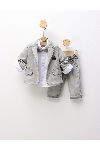 MiniKids Costumas elegant Matei, cu gri
