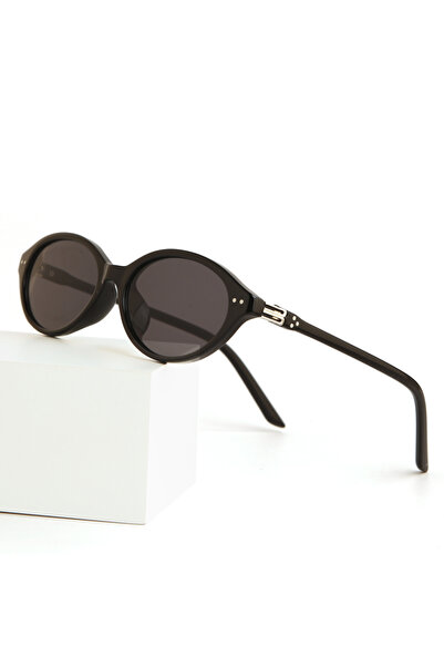 Tessero Unisex Retro Oval Sunglasses, Thick Black Acetate Frame, Brown Lenses...