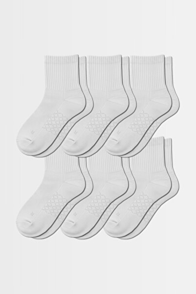 ELEMENTA Elementa Socks 6 Pairs Cream Beige Color - Mid-Length Cotton Socks w...