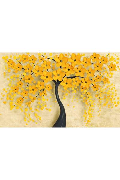Persona Tablou Canvas, Copacel Cu Flori Galbene- 100 X 70 cm