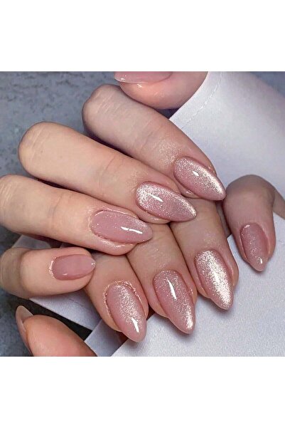 ORVILLA 24Pcs Medium Almond Acrylic Nail Sticker Pink Glossy Artificial Nails...