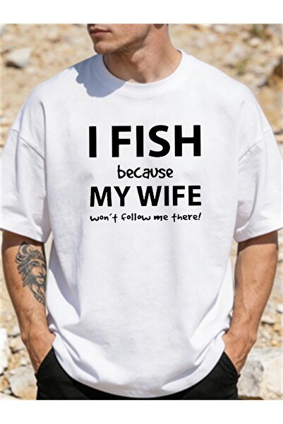 LİNA06 Men's Funny T-Shirt "Because My Wife Let Me Go Fishing" Humorous Husba...