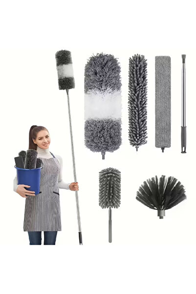 Choice3 6pcs-grey and white Microfiber Duster with 113.39inch Telescopic Exte...