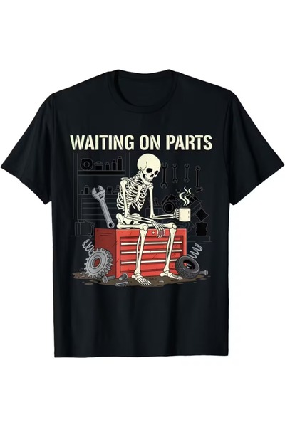 LİNA06 تي شيرت Waiting Parts Fun Skull Mechanic للرجال والنساء، قميص عصري بأك...