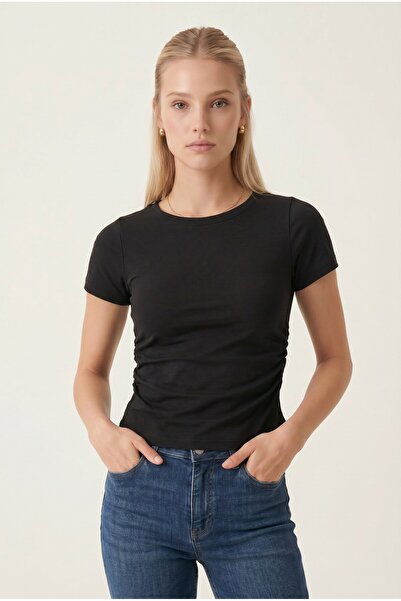 NOTHING Γυναικείο T-shirt Modal με μαζεμένα πλαϊνά μέρη SN-4532