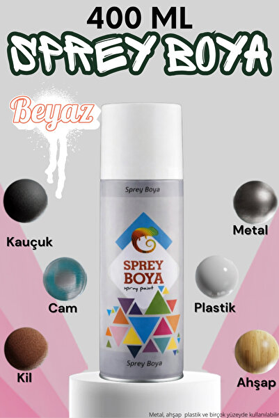 KAYRA LEATHER CRAFT 400 ml Sprey Boya Beyaz Metal Ahşap Beton Duvar Yüzeylere...