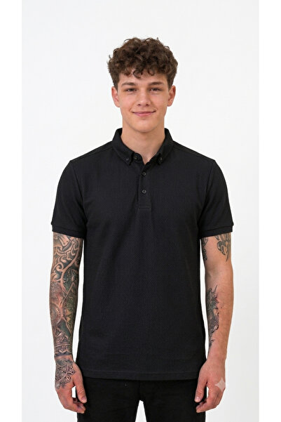 ATKGİYİM Men's Polo Collar Short Sleeves Summer Laser Cut Comfortable Cut Shi...