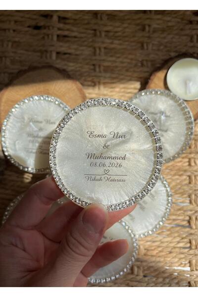 TURKAFONE Taşlı Yuvarlak Epoksi Magnet Söz, Nikah, Nişan, Düğün Hediyelik (5 ...