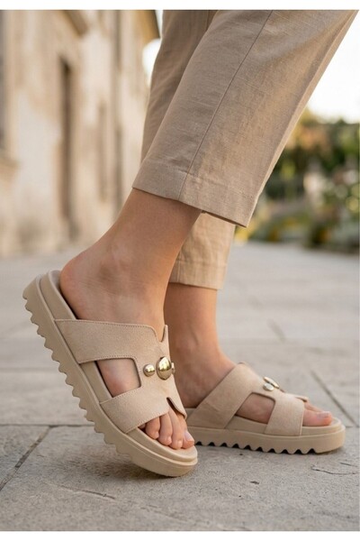 Zerenyus Jondi Beige Suede Summer Comfortable Slippers