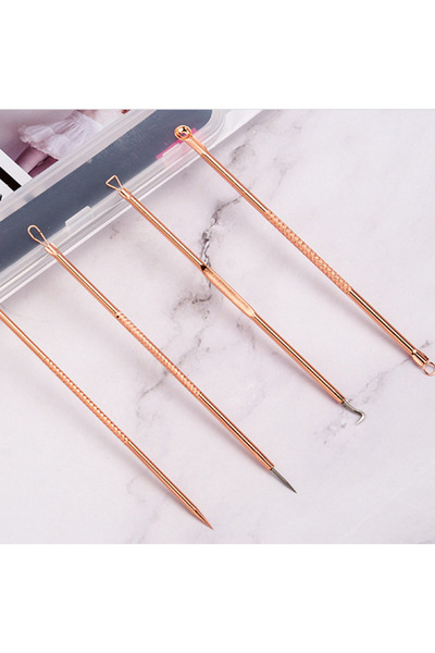 Choice1 4Pcs Rose Gold 4Pcs Remover Pimple Comedone Extractor Tool Acne Remov...