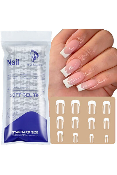 Choice 120pcs-1bag 120pcs/bag Clear French Coffin Press On Nails Short Ballet...
