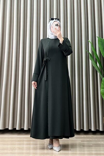 mercan moda SUNAY FERACE Rabia Kumaş Kadın Zümrüt Yandan Bağlamalı Ve Yapıştı...