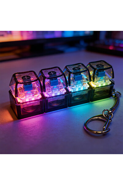 Choice15 4PCS Black LED Light-Up Keychain Keyboard Clickable Button Fidget To...
