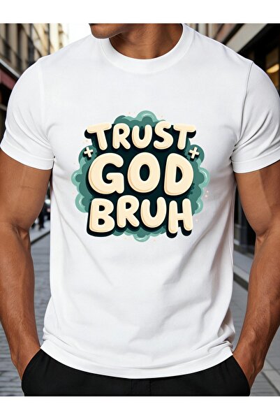 NOURAM تي شيرت رجالي بتصميم مرح مع طباعة 'Trust God Bruh'، مناسب للارتداء الي...
