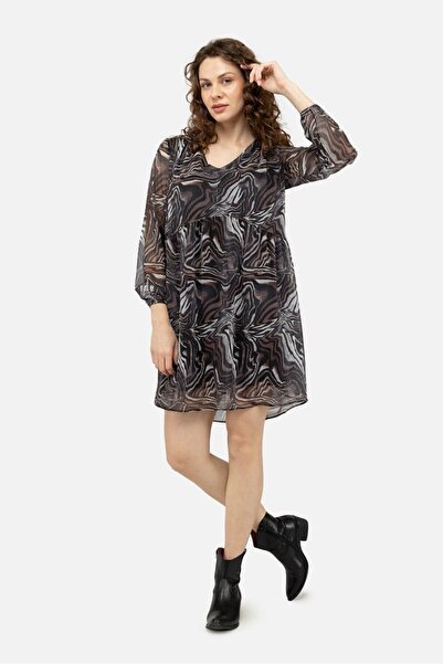 mass fashion Γυναικείο κομψό φόρεμα από σιφόν με σχέδια