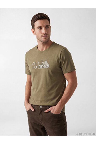 LC Waikiki Ανδρικό T-shirt με στρογγυλή λαιμόκοψη και στάμπα