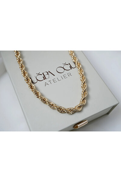ATELİER TUĞBA Kol191 Gold Color Burgu Chain Necklace (Thickness 8 mm)
