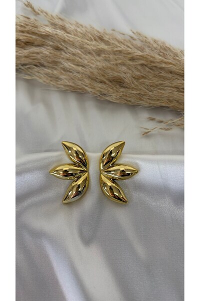 Eylülün Takısı Woman's gold color modern flower earrings
