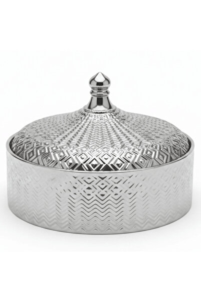 AKDC Luxury Ceramic Candy Bowl with Lid | Embossed Geometric Design | 23×7.5 ...