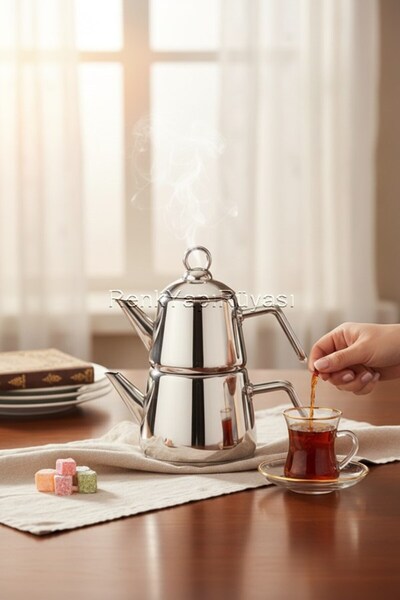 RENK YAPI RÜYASI Demli̇k 1.30Lt Alt 2.85Lt Family Size 18/10 304 Steel Stainl...