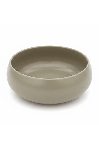 AKDC Luhpar Round Ceramic Serving Bowl — 1000 ml | Taupe, Off White, Brown