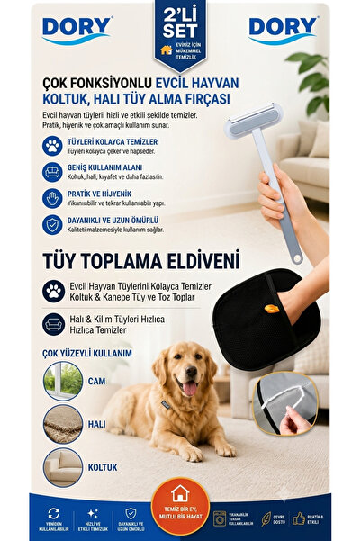 Dory Elektrostatik Tüy Toplama Eldiveni ve Çok Fonksiyonlu Evcil Hayvan Fırça...
