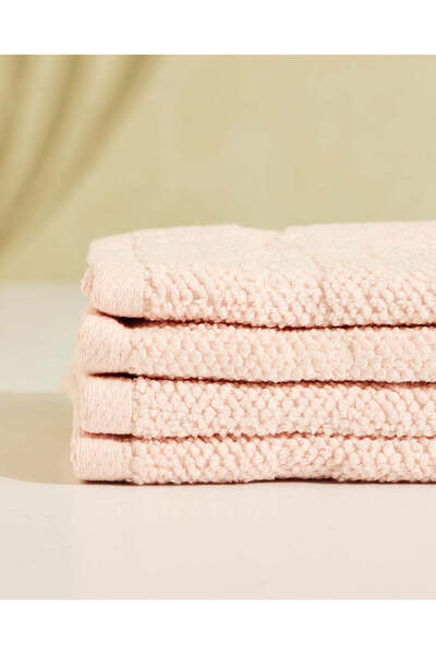 REDTAG Pink Textured Cotton Face Towel Set (4 Piece)