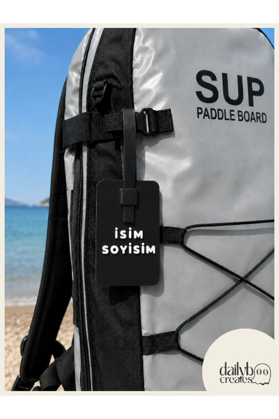 Dailyboo Creates Siyah Kişiye Özel İsimlik Bagaj Etiketi-Paddle Board(SUP) Ça...