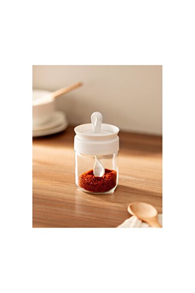 Empressco Adenya Sepeti Liana Spice Container with Spoon 210 Ml-Soft Ecru