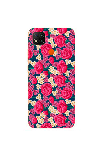 Other Xiaomi Redmi 9c Red and pink Flowers Transparent Silicone TPU Θήκη