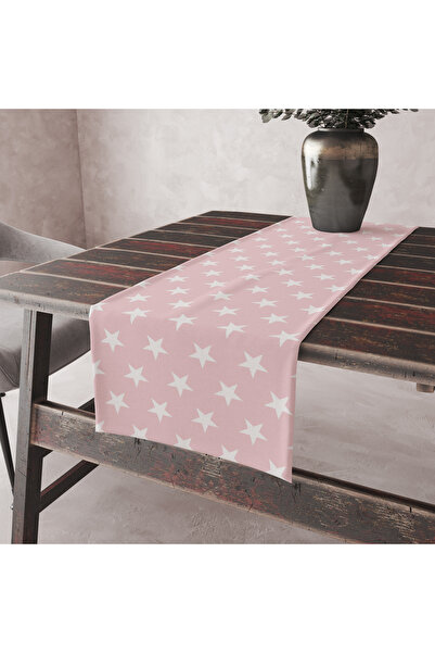Alkan Homes 45×140 cm Star Patterned Powder Colored Heart Decorative Tableclo...