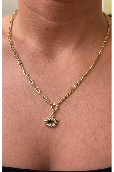 AlfaCollection Stainless Steel Chain over Eye Pendant
