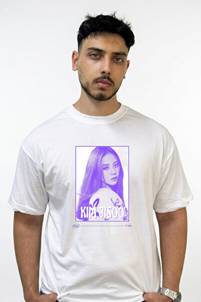 Anetos Λευκό μπλουζάκι με στάμπα Kim Jisoo_2 Design Oversize