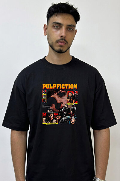 Anetos Pulp Fiction_1 Design Printed Oversize Black T-Shirt