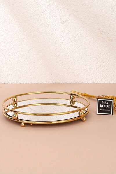 Empressco Misket Gold Tepsi Organizer Kahve Yanı Servis Sunumluk Hediyelik De...