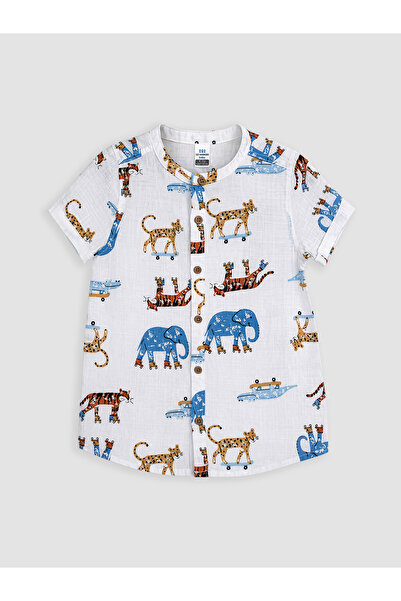 LC Waikiki Cămașă de băieți cu guler clasic și imprimeu animal