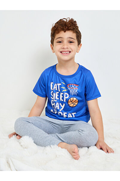 Styli Boys Graphic Print T-Shirt and Cuffed Pyjama Set