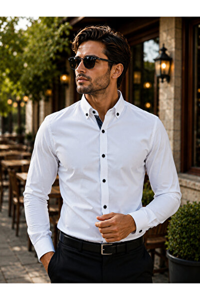 Bravis collection Slim Fit Long Sleeve Gabardine Lycra Men's Shirt