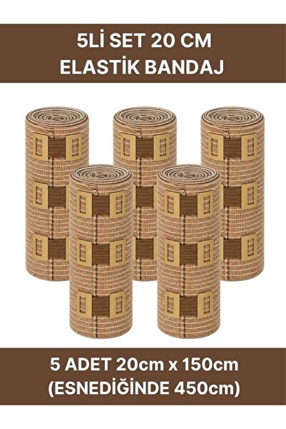 Alban Elastik Bandaj Seti 5’li (5x20cm) 20 Klipsli 4,5 Metreye Kadar Uzar, Sp...
