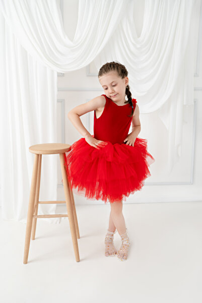 My Baby By Merry Red Floral Ballet-Tutu-Birthday, Performance Dress
