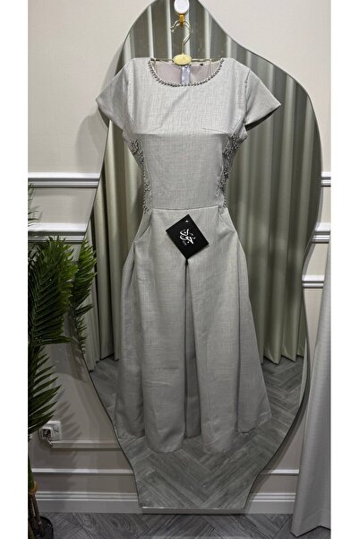 Jood Midi Cowl Dress with Side Beading Detail