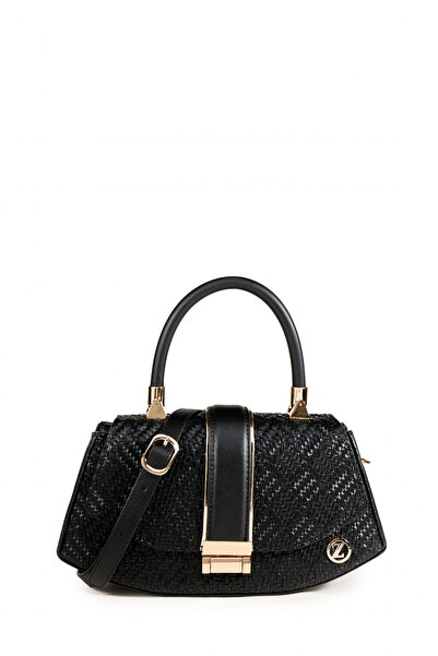 Zühre Wicker Textured Lockable Black Bag 0042