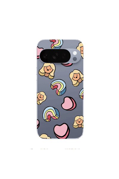 Other Google Pixel 10 Pro Girl rainbow and hearts Transparent Silicone TPU Θήκη