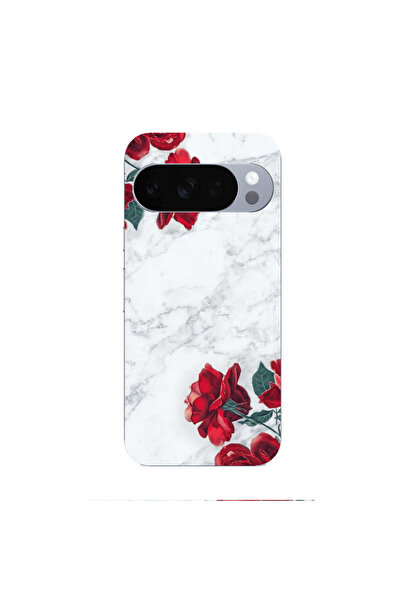 Other Google Pixel 10 Pro red roses marble Transparent Silicone TPU Θήκη