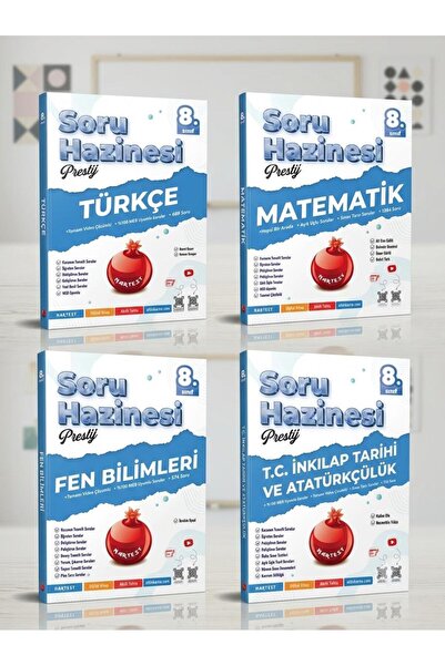 Nartest Yayınları 8.Sınıf Soru Hazinesi Türkçe-Matematik-Fen Bilimleri-İnkıla...