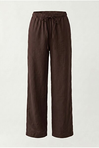 NOTHING Women's Wide-Legged, Elastic Waist, Drawstring, Flowy Linen Blend Tro...